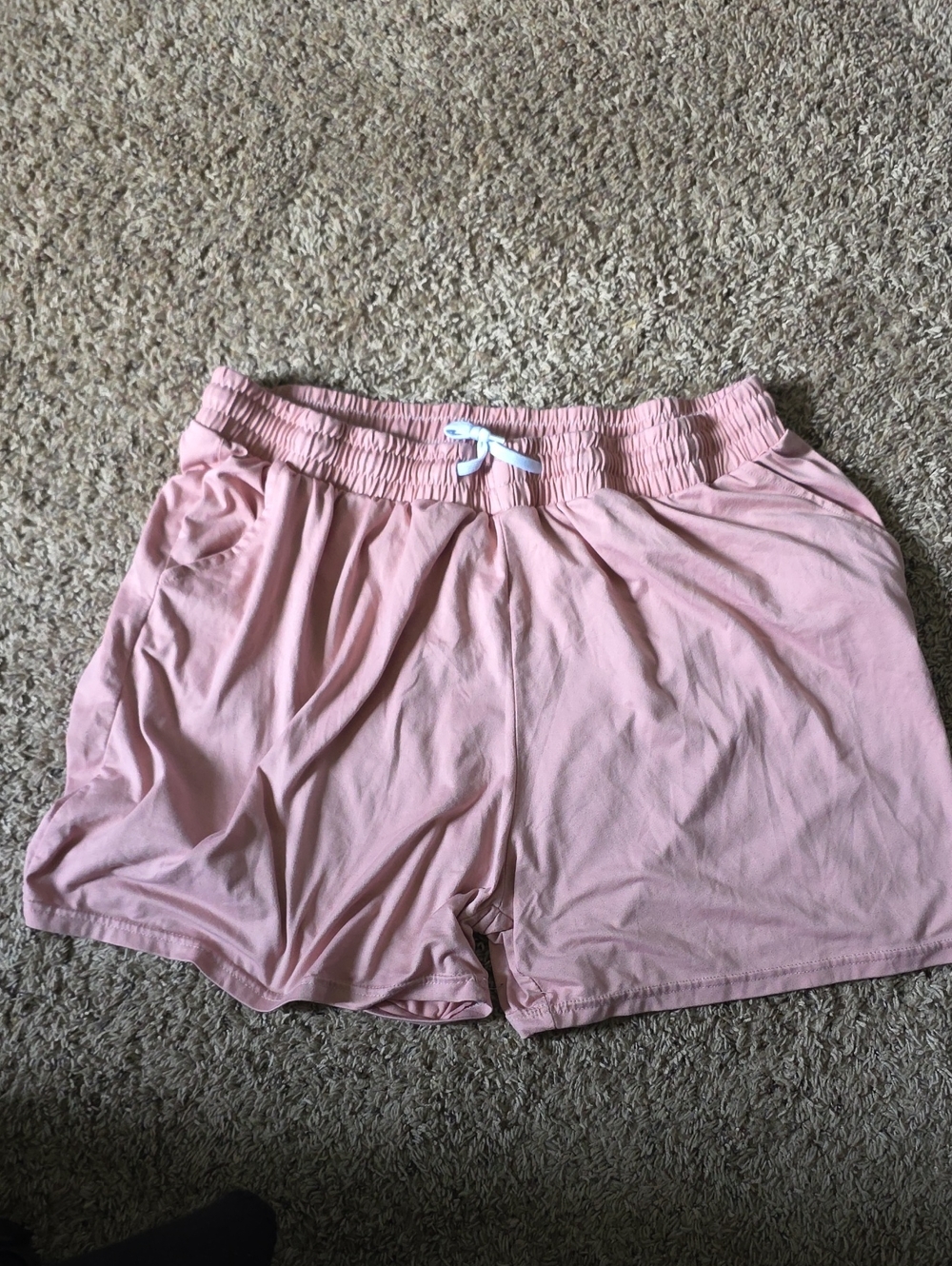 Women's Light Pink Athletic Lounge Shorts with Elastic Waist